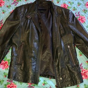Dark Green Bernardo Leather Jacket